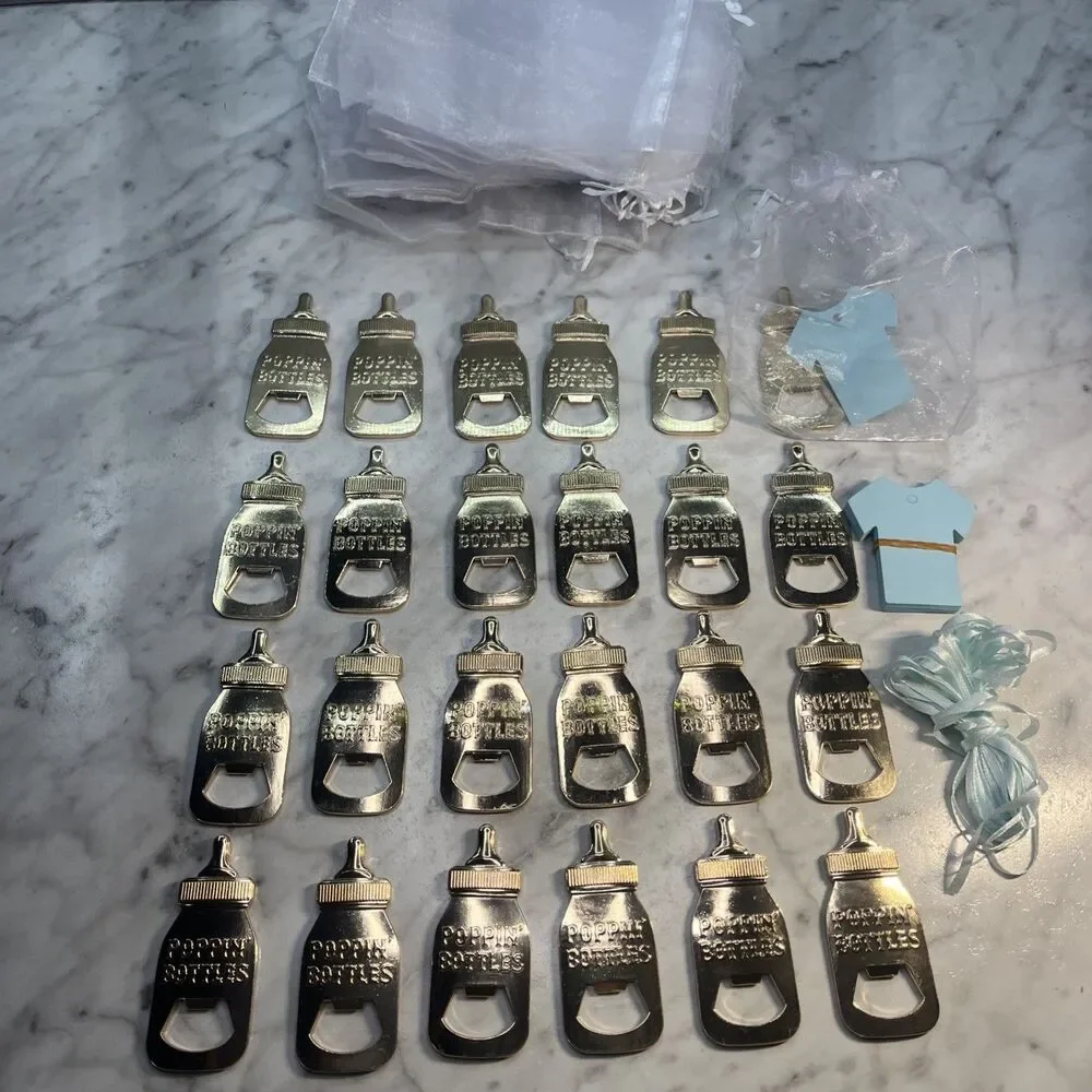 Baby Bottle Openers for Baby Shower Party Favors, Gifts keepsake, boys 24 piece